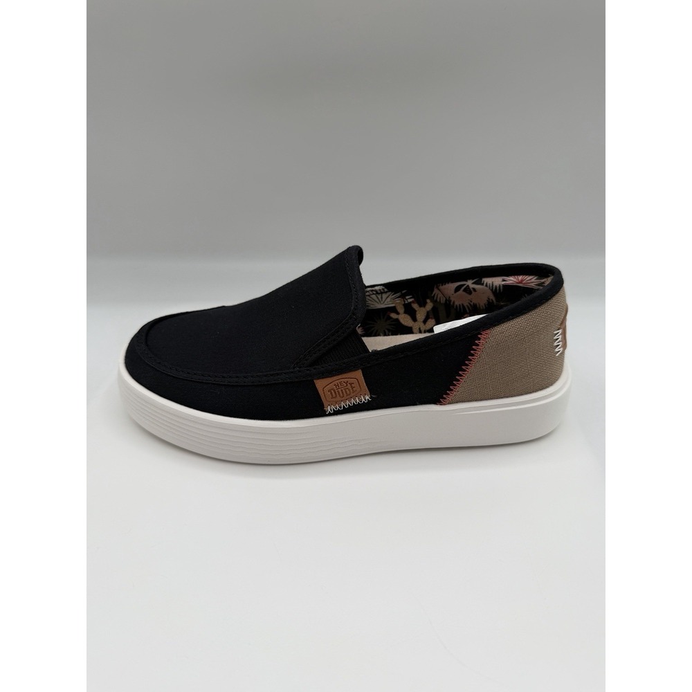 Hey Dude Sunapee Craft Slip-On Canvas Shoes, Women's 6, EU 37, Black Tan, NIB